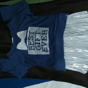 YOUNG&AWESOME Blue & Silver Jersey w/attached Silver Mini Skirt Dress-EUC-Sz 12M